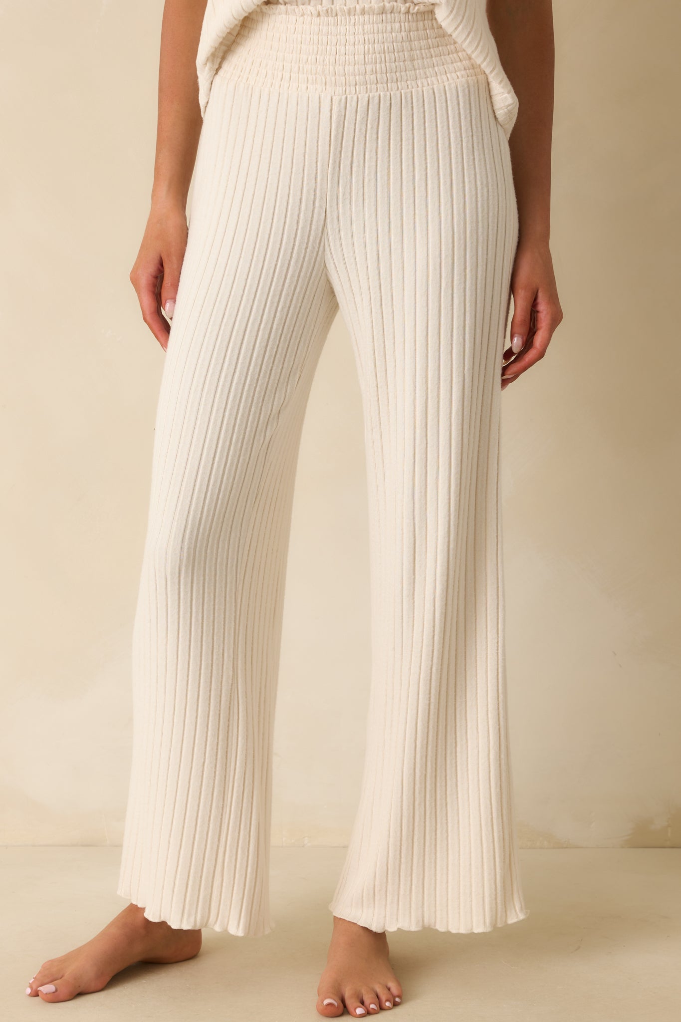 Z Supply Light Beige Dawn Smocked Rib Pants