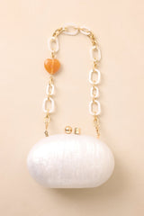 Worth Remembering Ivory Pearlescent Rounded Clutch Bag