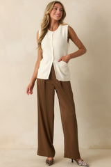 She's Still Got It Ivory Button Up Knit Sweater Vest