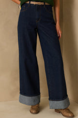 FRNCH Dark Wash Cotton Suki Midnight Blue Jeans