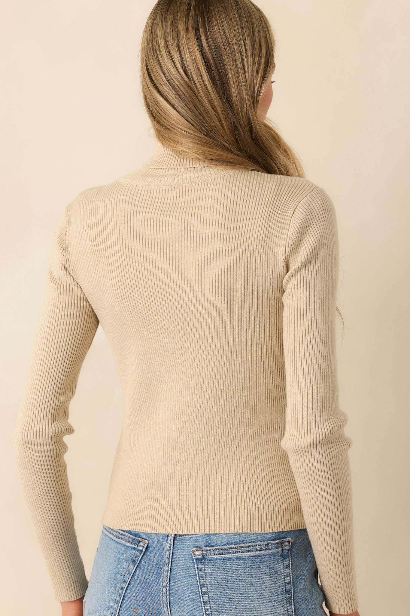 Let It Be Khaki Ribbed Long Sleeve Turtleneck Sweater