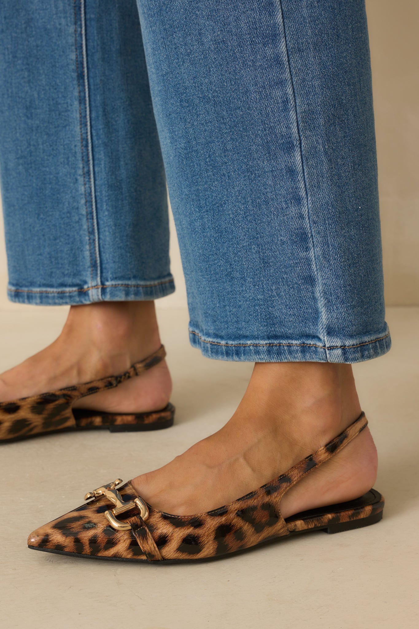 As It Stands Leopard Print Patent Pointed Toe Slingback Flats
