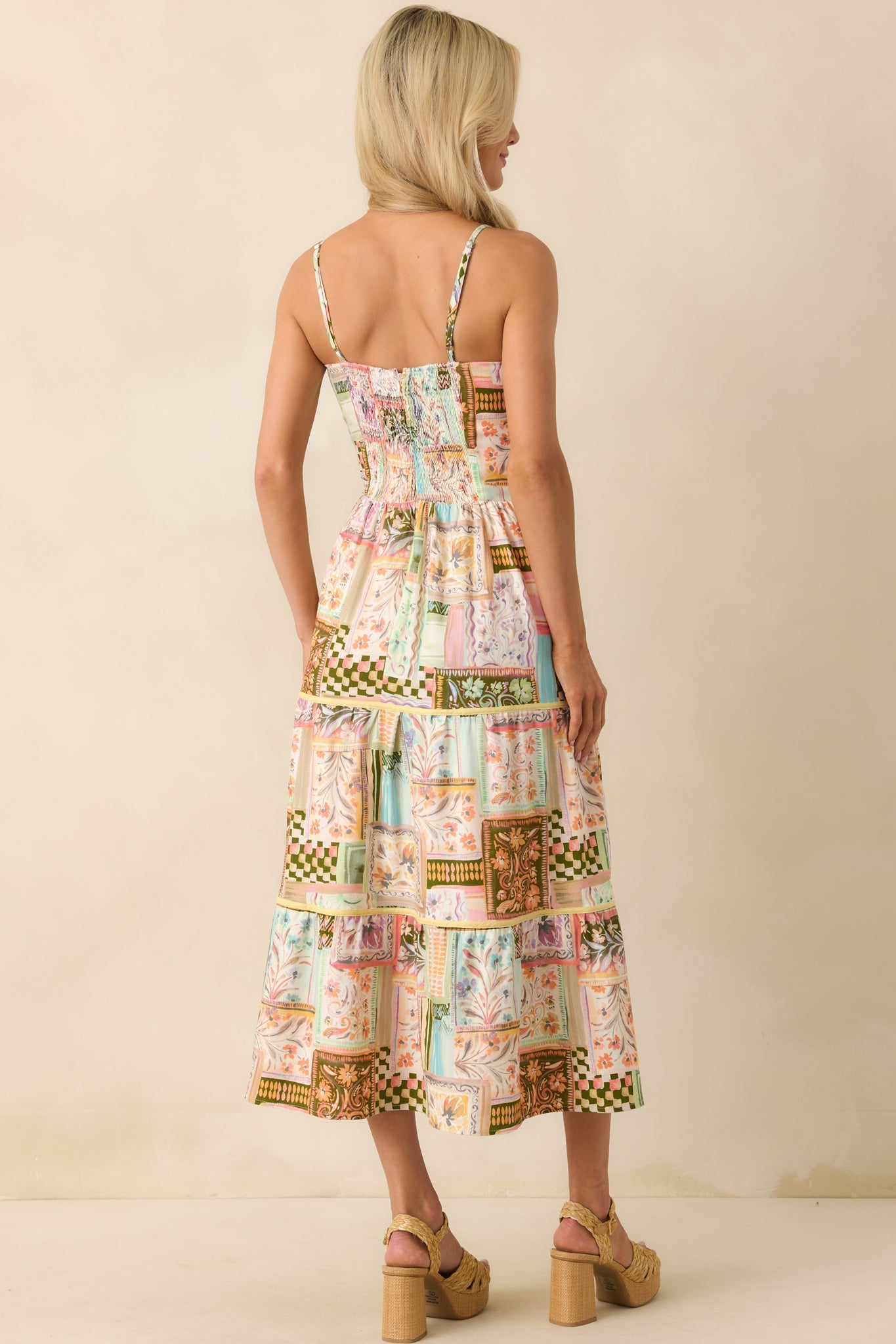 Had To Have It Light Green Multi Patchwork Linen Blend Maxi Dress