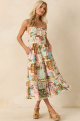 Had To Have It Light Green Multi Patchwork Linen Blend Maxi Dress