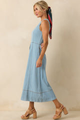 Staple The Label Light Wash Amelia Chambray Midi Dress