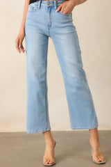 Into The Clouds Light Wash Cropped Wide Leg Jeans