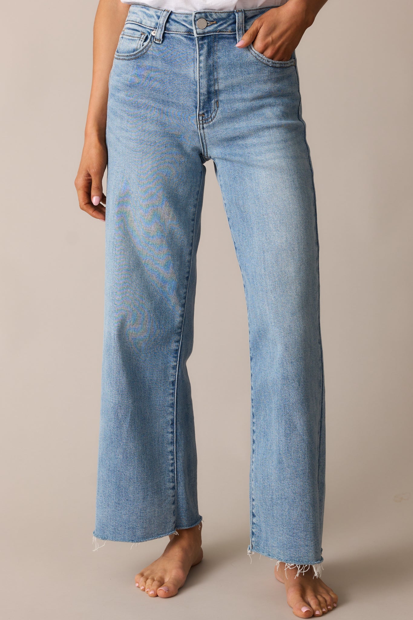 Already On It Light Wash Wide Leg Jeans