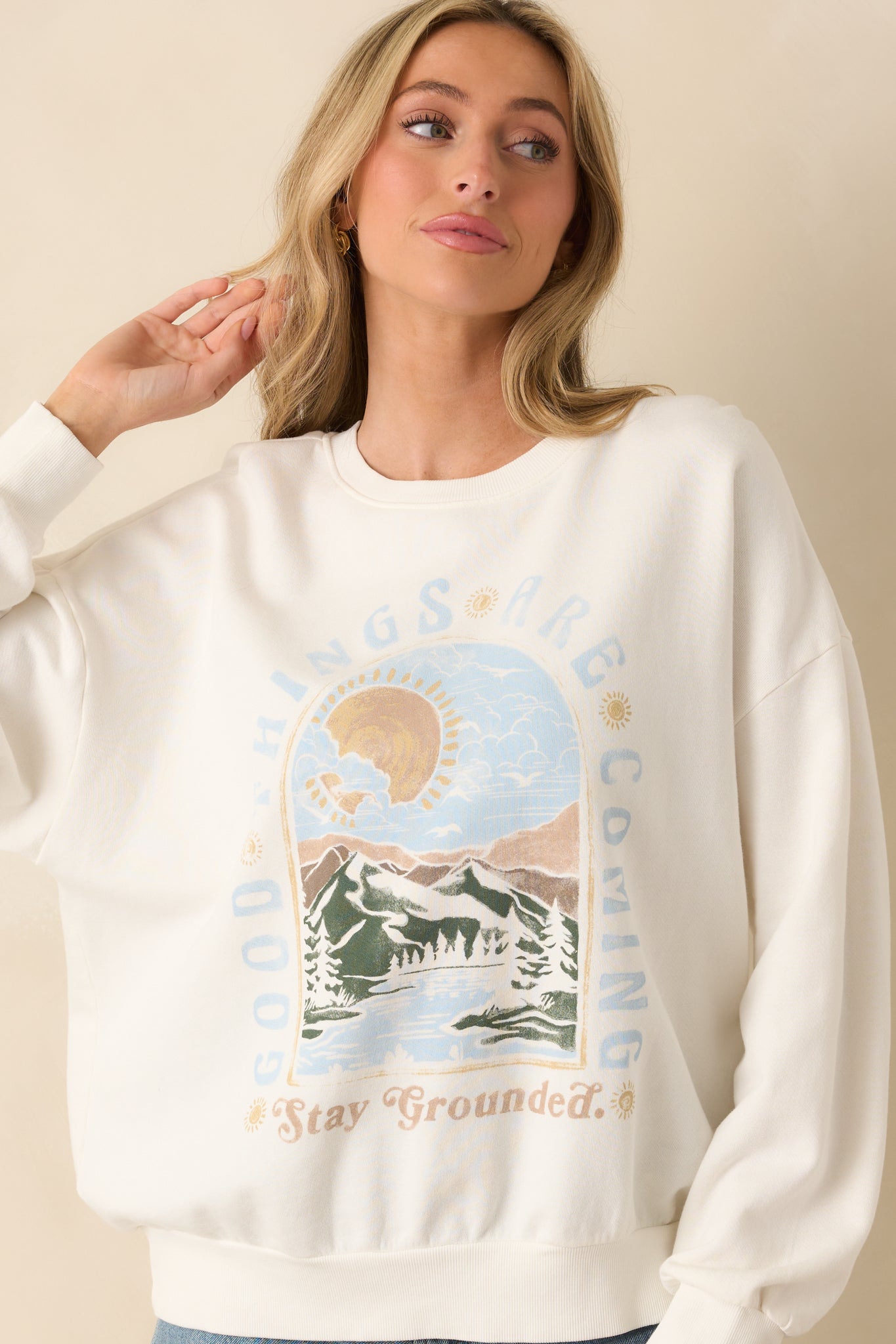 Z Supply Ivory Cotton Grounded Sunday Sweatshirt