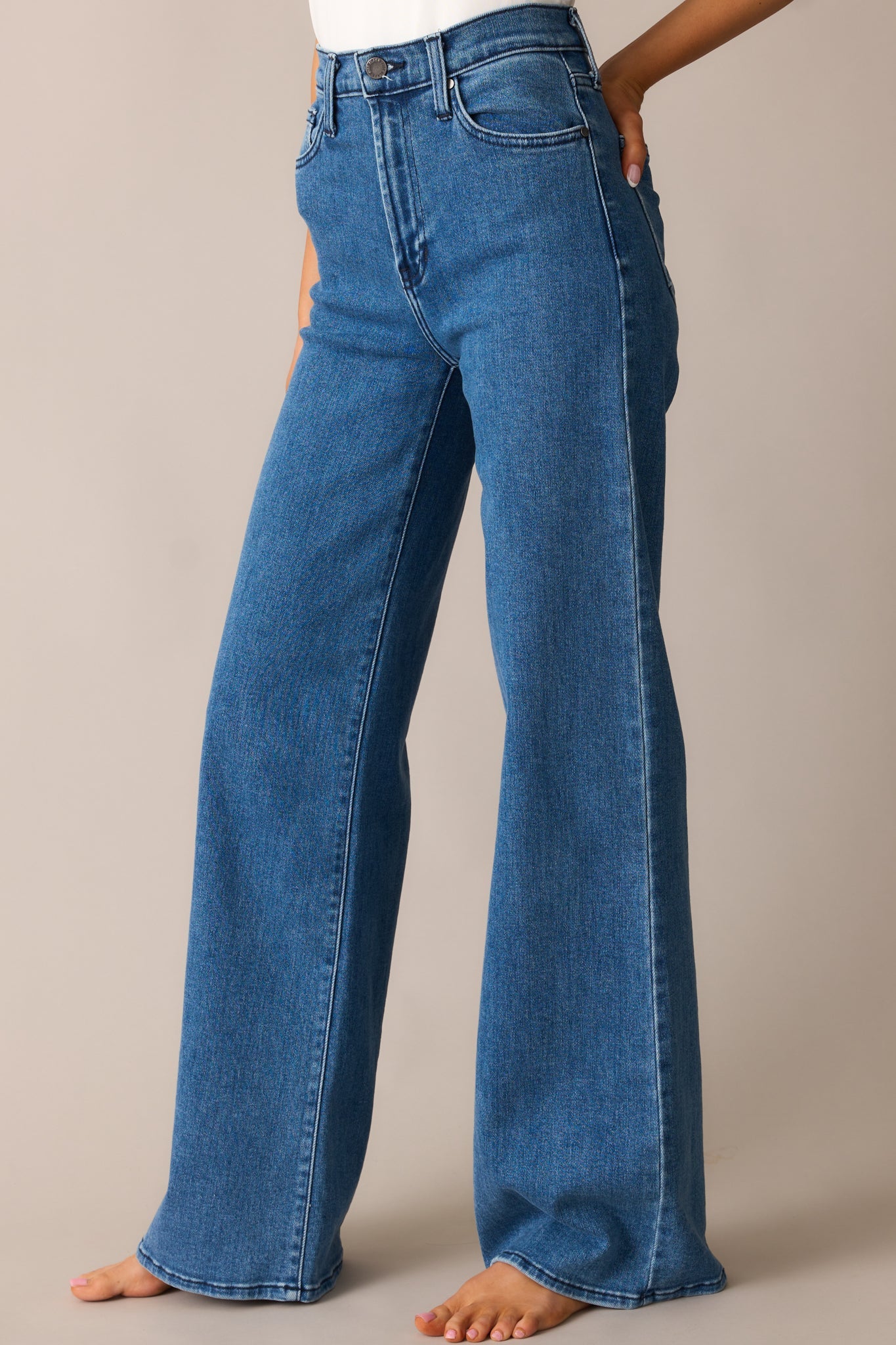 Wherever We Go Medium Wash Cotton Denim Wide Leg Jeans