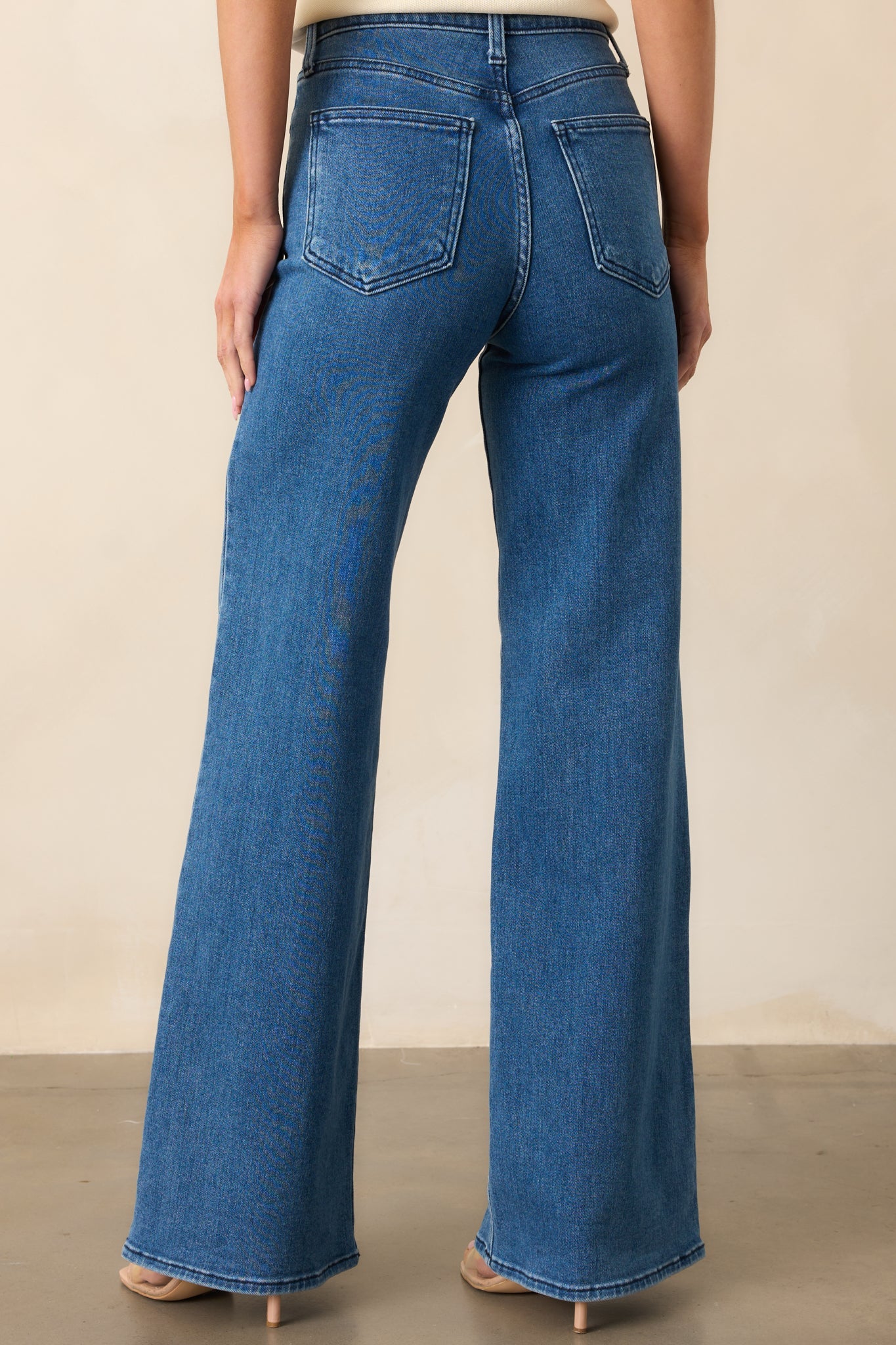 Wherever We Go Medium Wash Cotton Denim Wide Leg Jeans