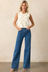 Wherever We Go Medium Wash Cotton Denim Wide Leg Jeans