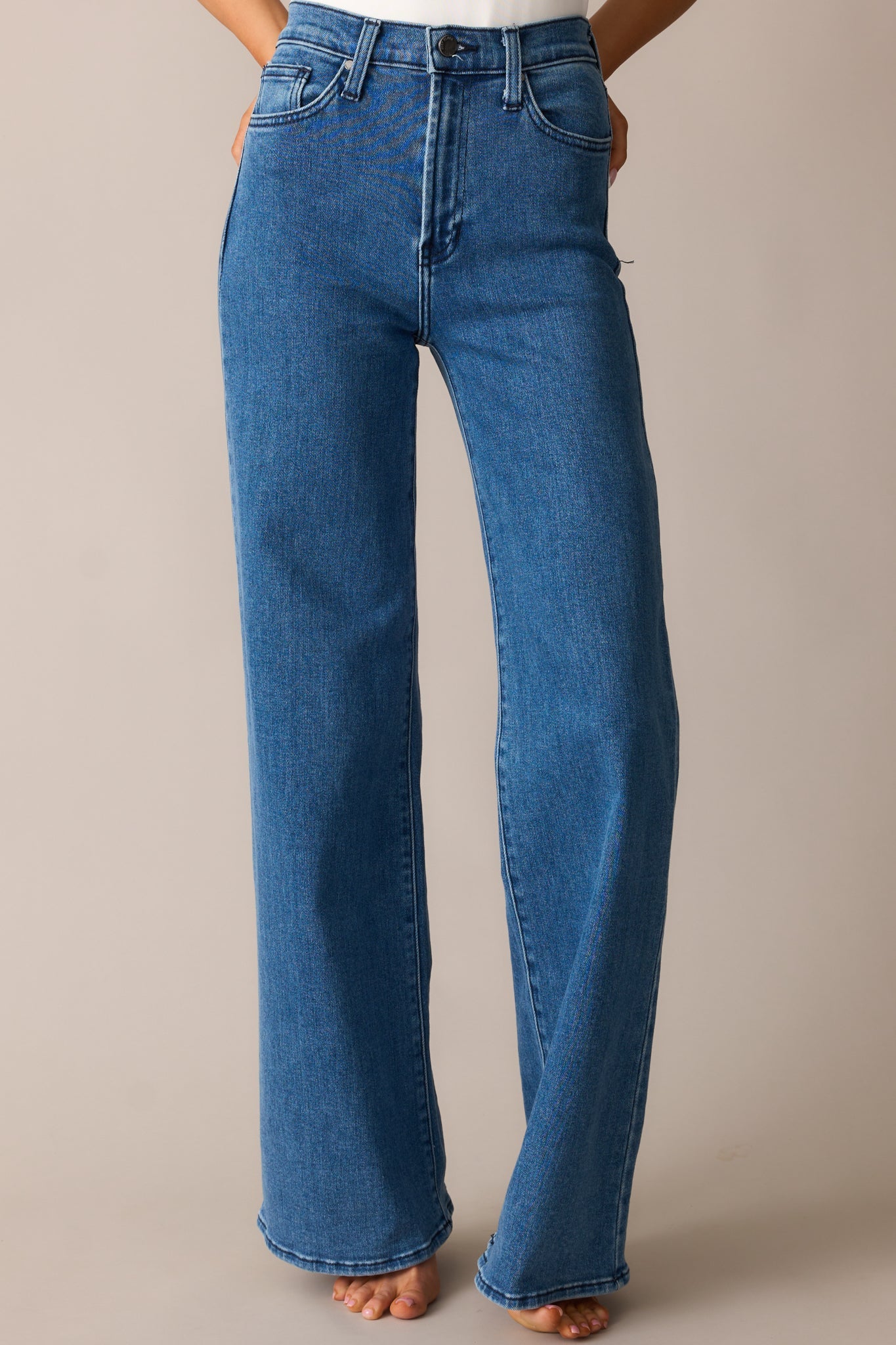 Wherever We Go Medium Wash Cotton Denim Wide Leg Jeans