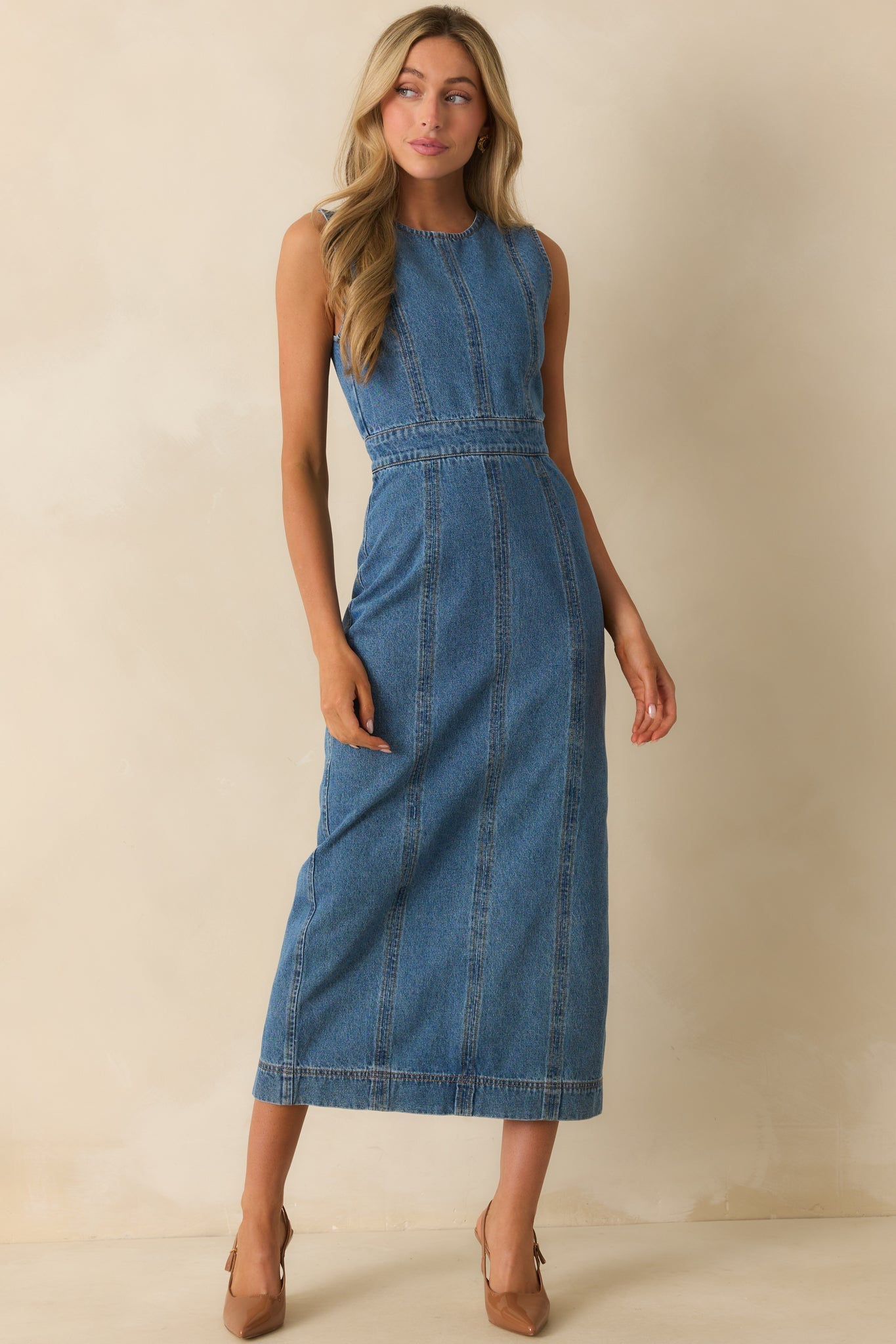 Staple The Label Medium Wash Cotton Maverick Denim Dress