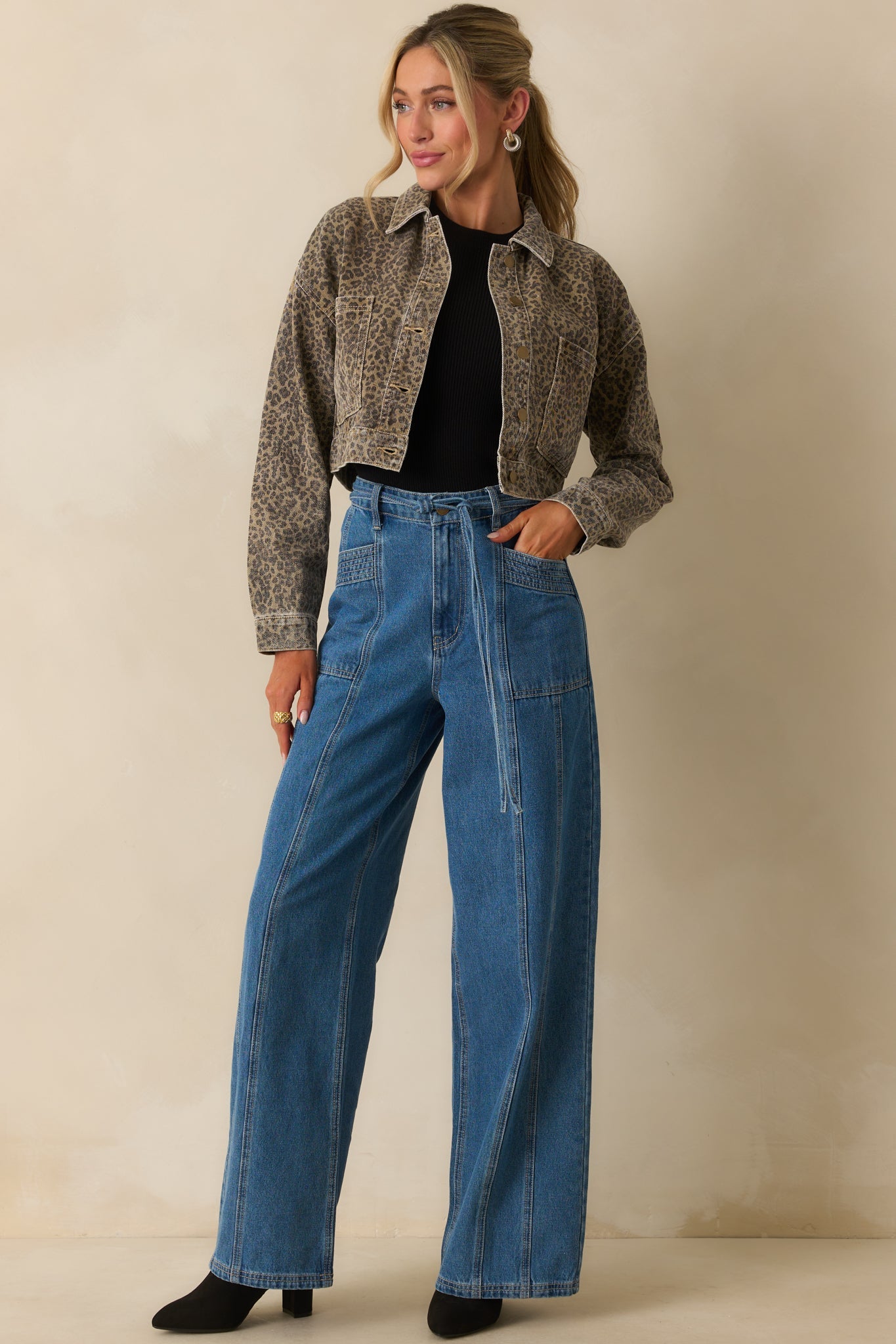 MINKPINK Medium Wash Cotton Tully Wide Leg Jeans