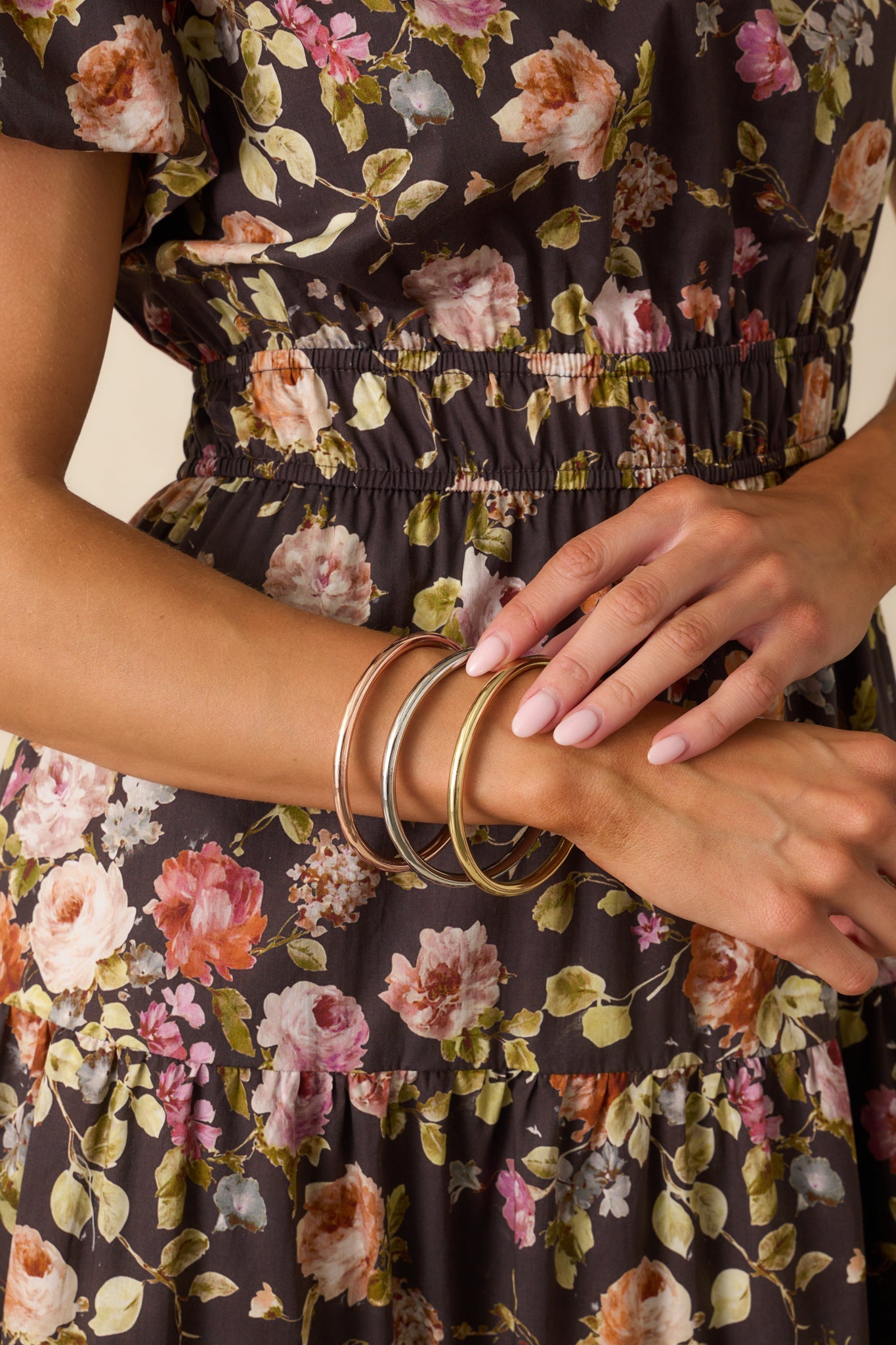 Still Thinking It Through Tri-Tone Bangle Bracelet Set