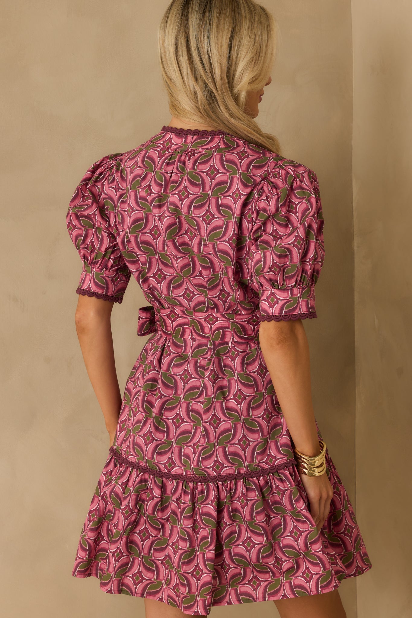 Just Went With It Light Mauve Geometric Print Cotton Mini Dress
