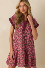 Always Knew It Light Mauve Geometric Print Cotton Mini Dress