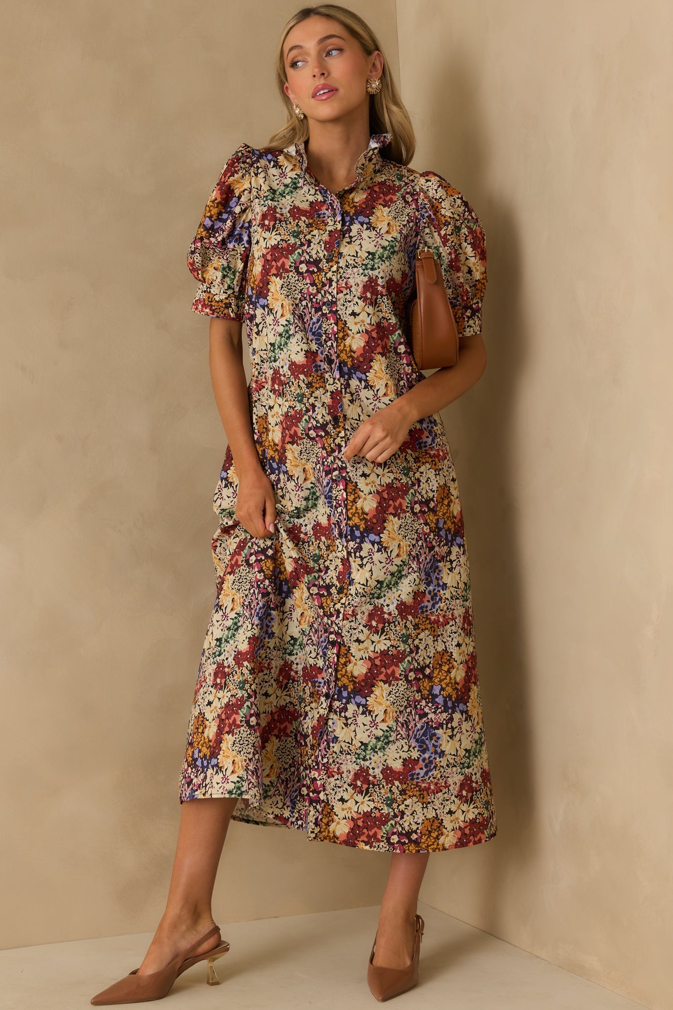 On Good Terms Ivory Multi Floral Print Cotton Maxi Dress