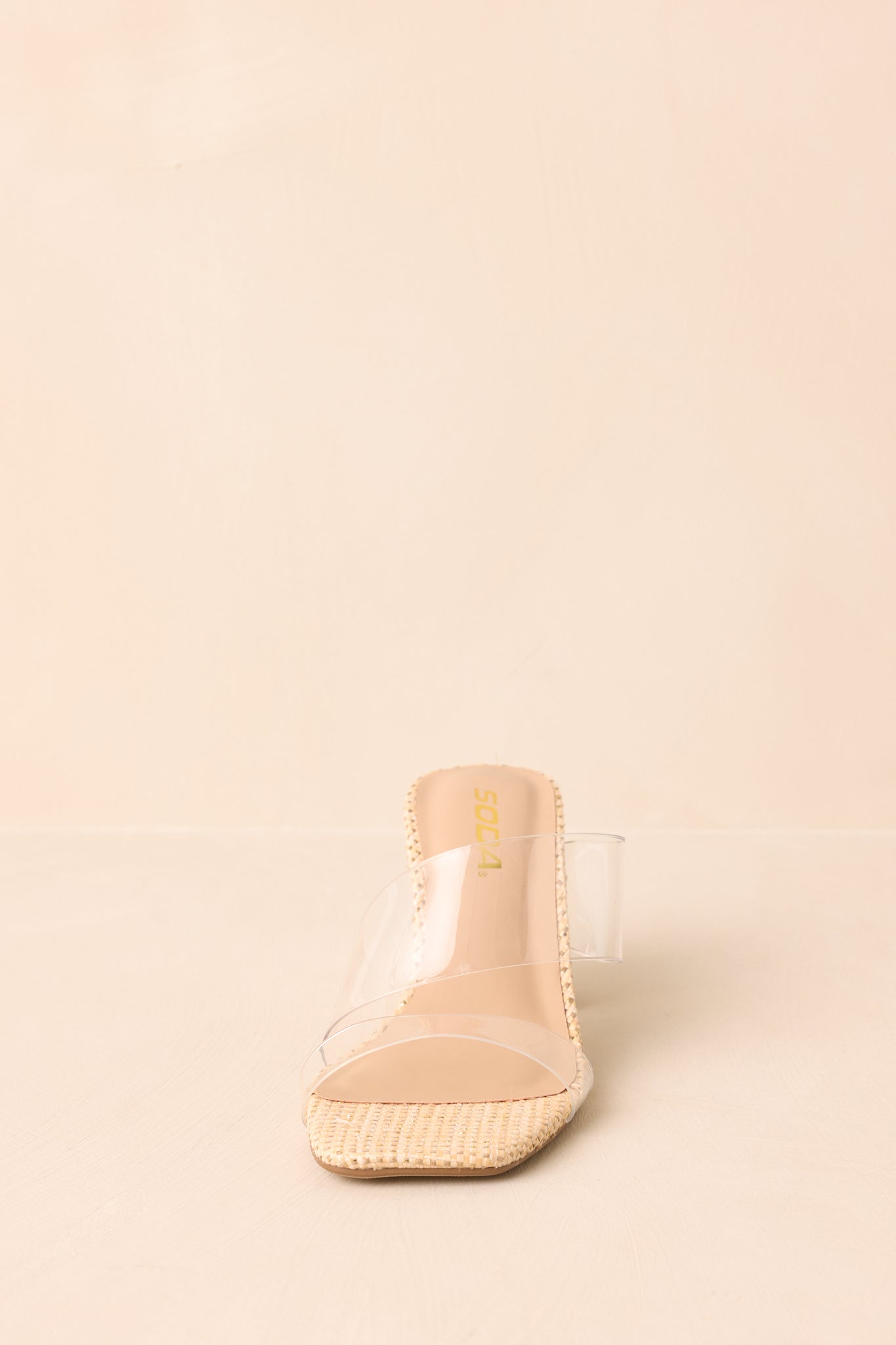 Higher Standards Clear Natural Raffia Block Heels