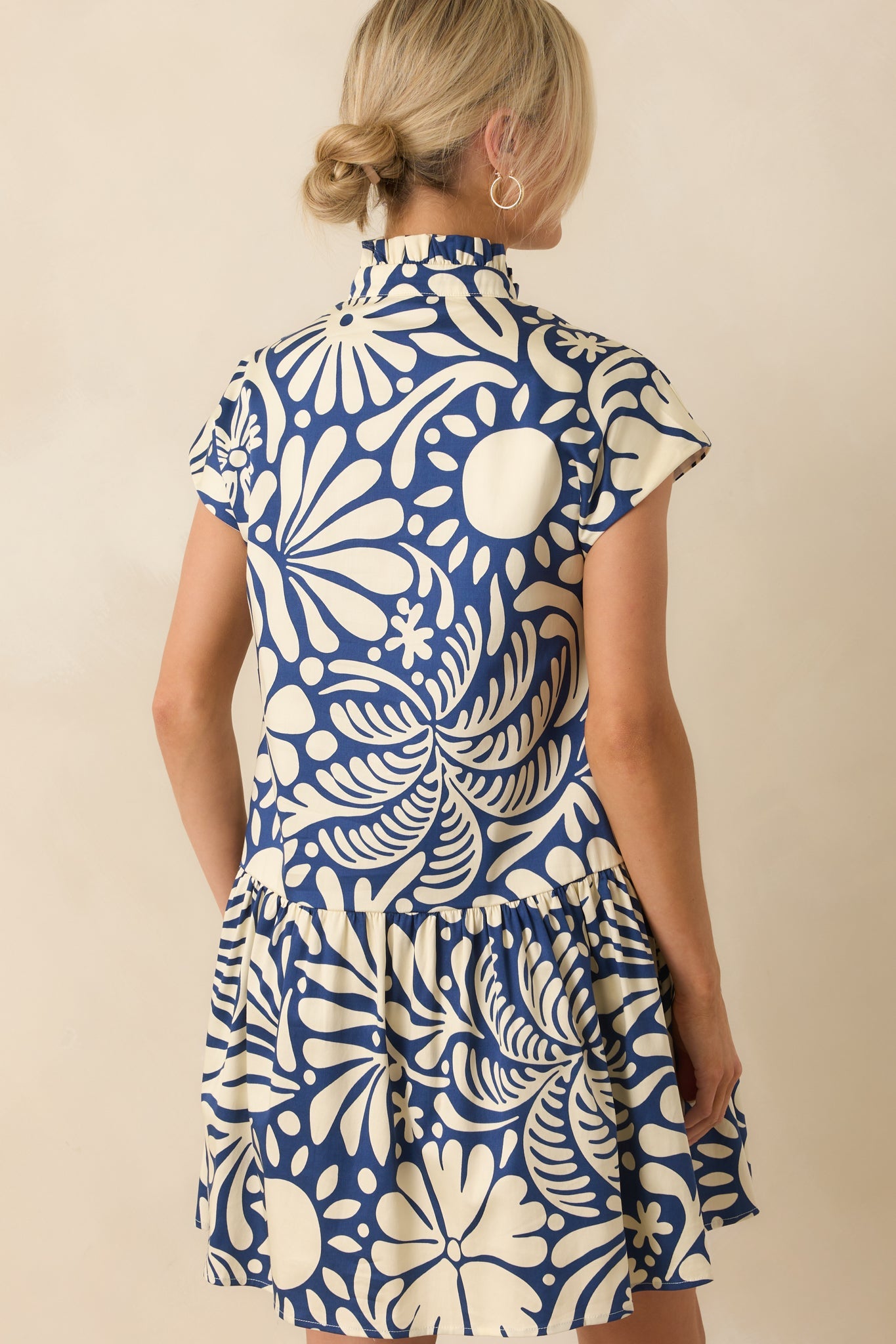 Prosperina Stella Navy Floral Print Cotton Mini Dress