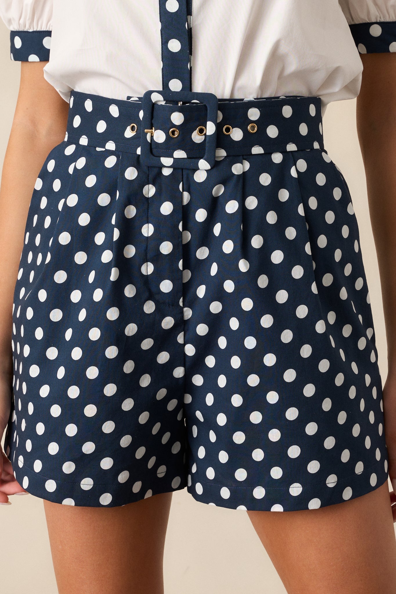 Prosperina Colleen Navy Polka Dot Cotton Classic Shorts