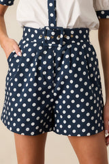 Prosperina Colleen Navy Polka Dot Cotton Classic Shorts
