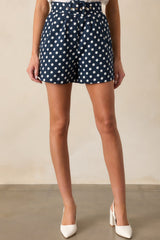 Prosperina Colleen Navy Polka Dot Cotton Classic Shorts