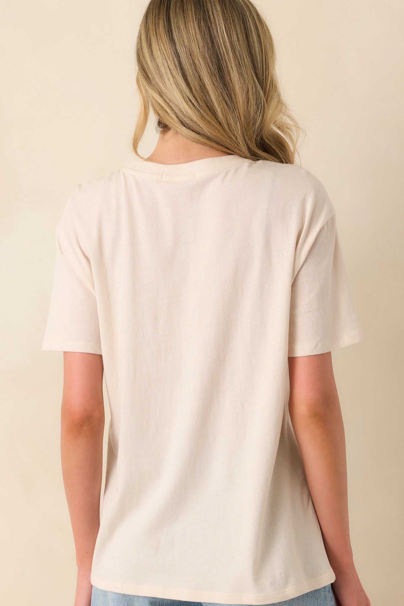 Z Supply Light Beige Cotton Wildflowers Boyfriend Tee