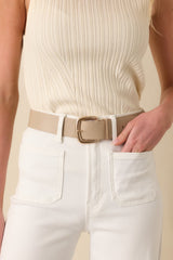 For The Right Moment Taupe Faux Leather Belt