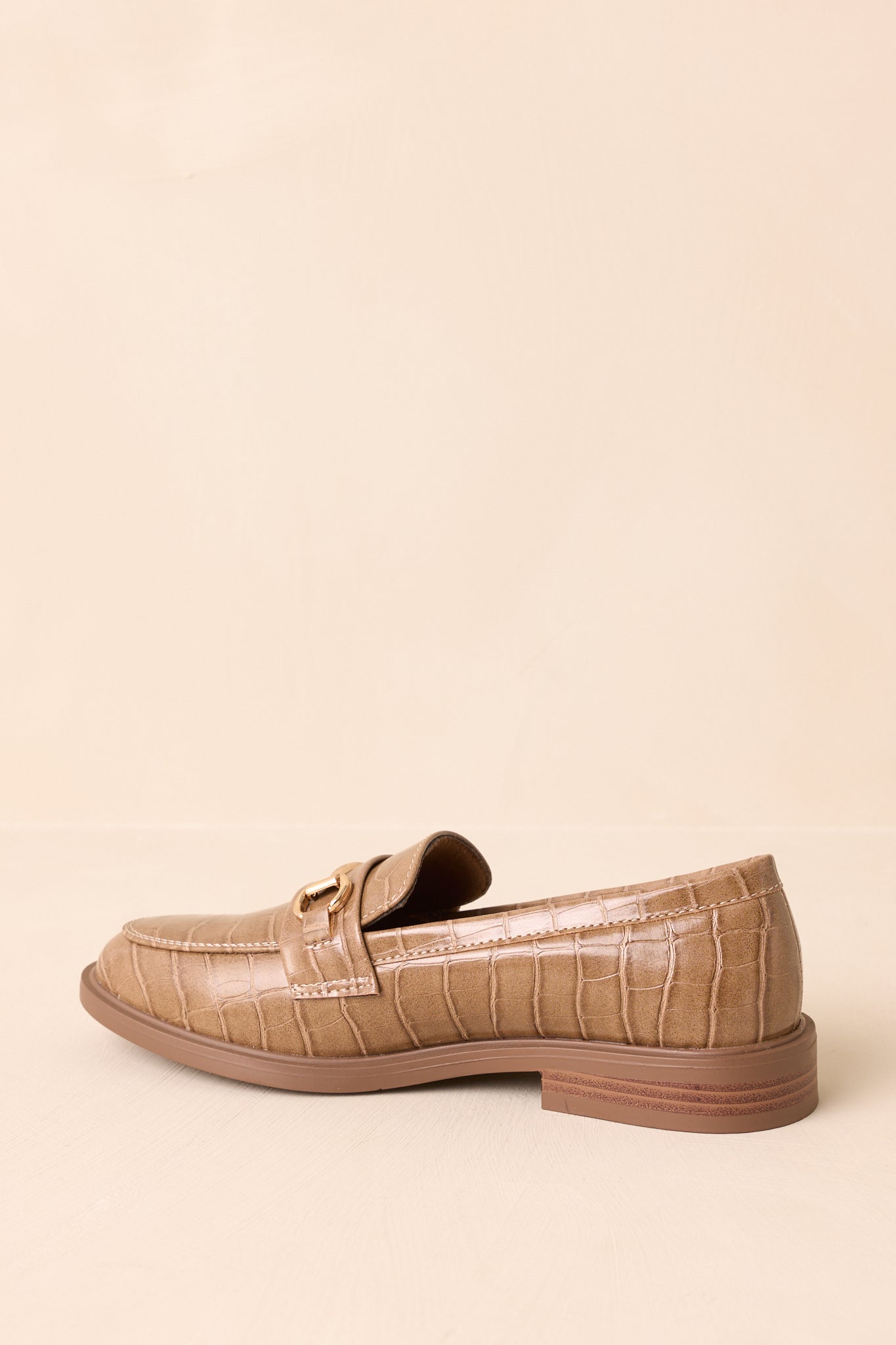It All Made Sense Olive Taupe Faux Croc Embossed Loafers