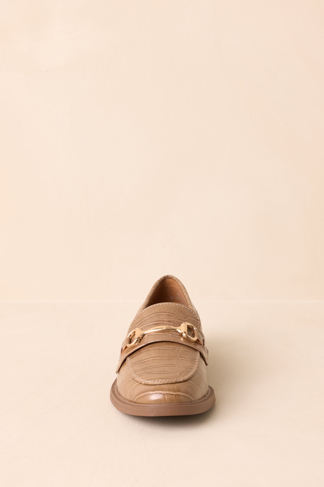 It All Made Sense Olive Taupe Faux Croc Embossed Loafers
