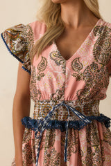The Way It Goes Rose Pink Multi Print Cotton Midi Dress