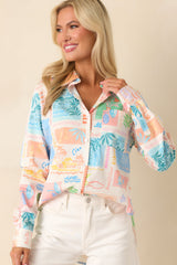 Prosperina Paula Multi Print Cotton Button Front Top
