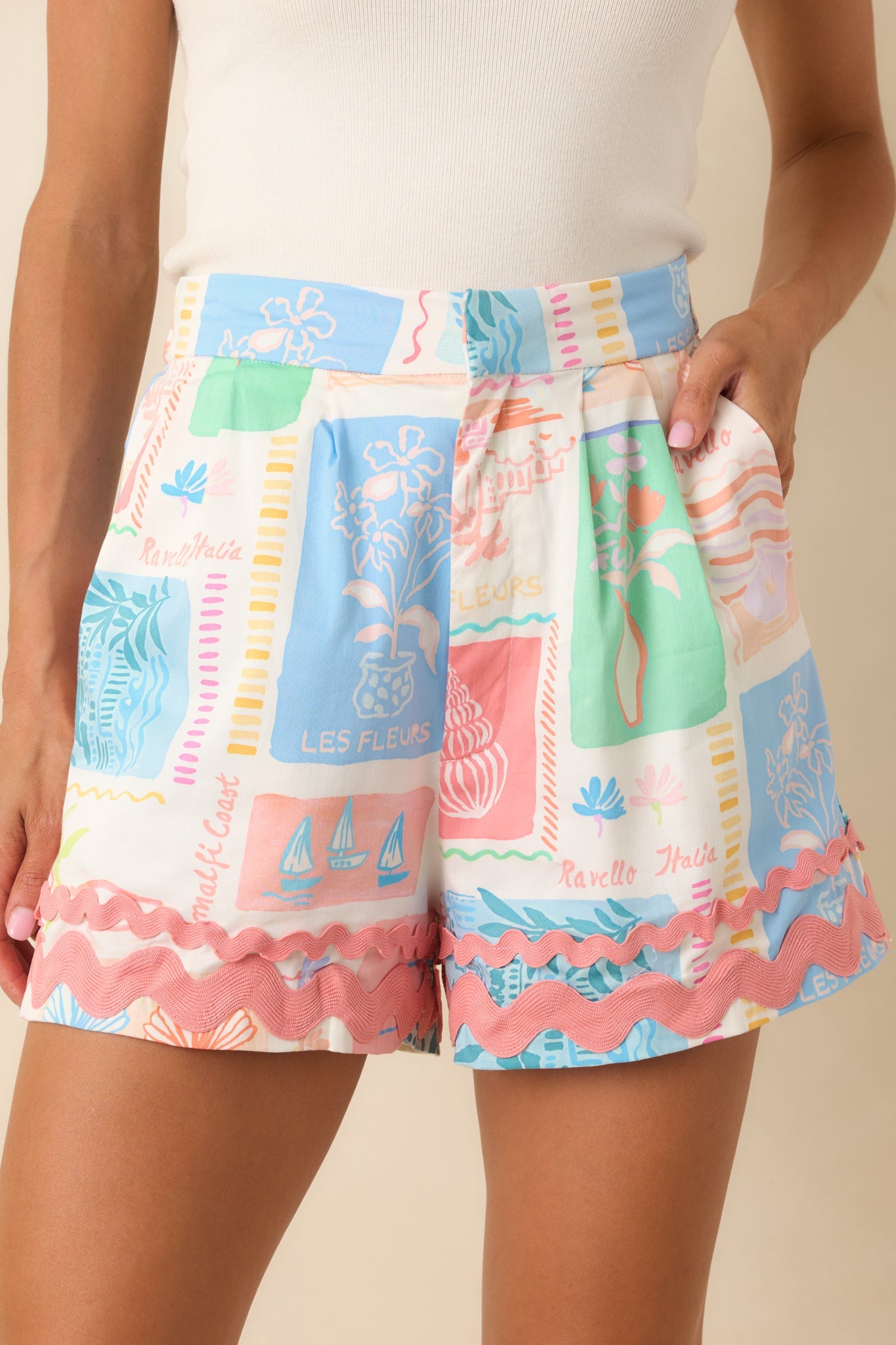 Prosperina Sienna Multi Print Cotton Tab Shorts