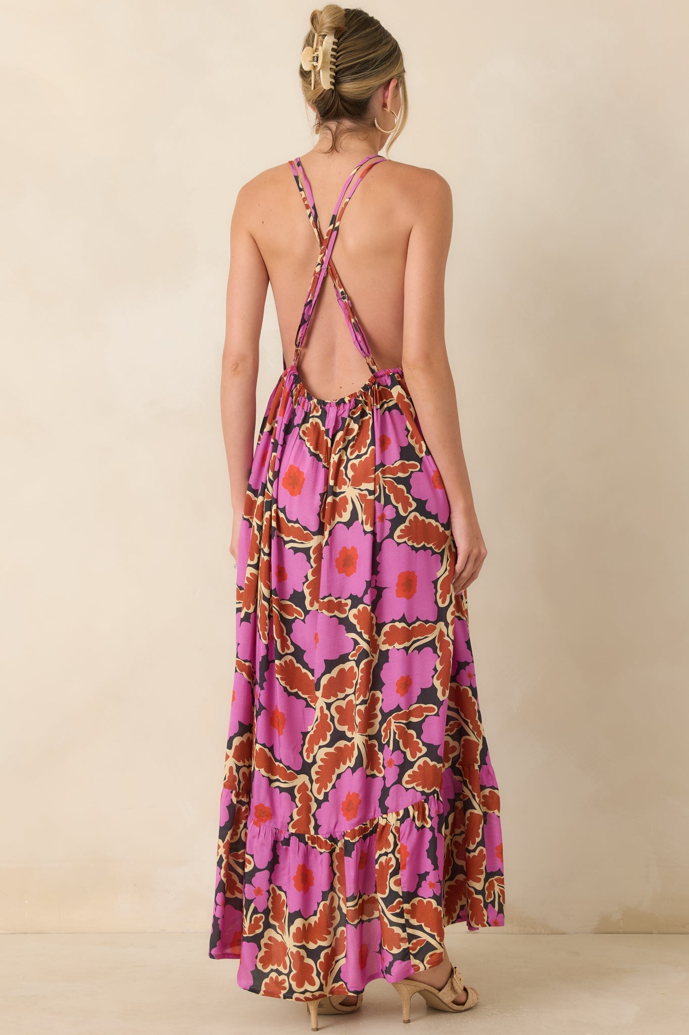 FRNCH Pioneer Vitoria Fuchsia Multi Floral Maxi Dress
