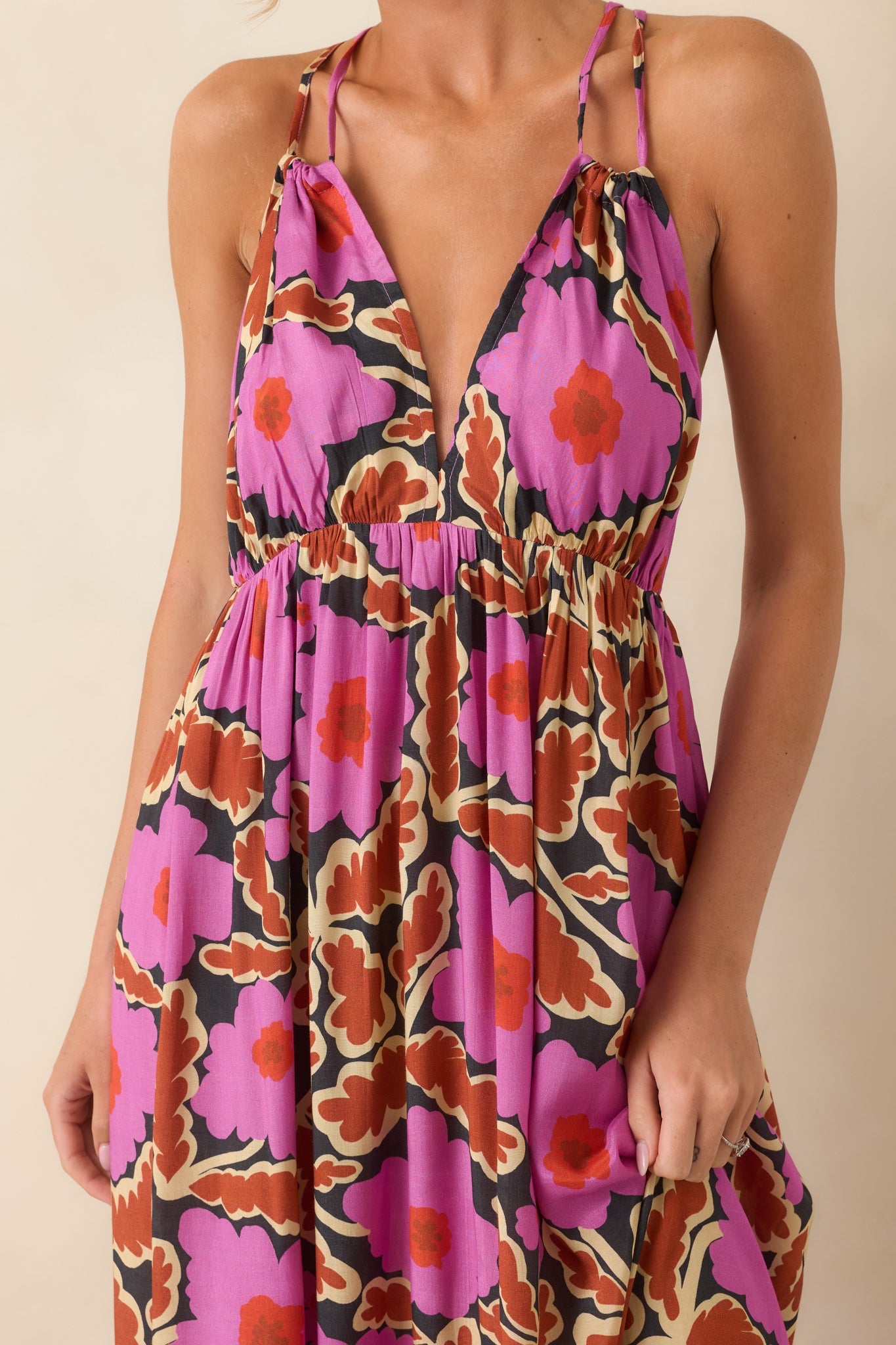 FRNCH Pioneer Vitoria Fuchsia Multi Floral Maxi Dress