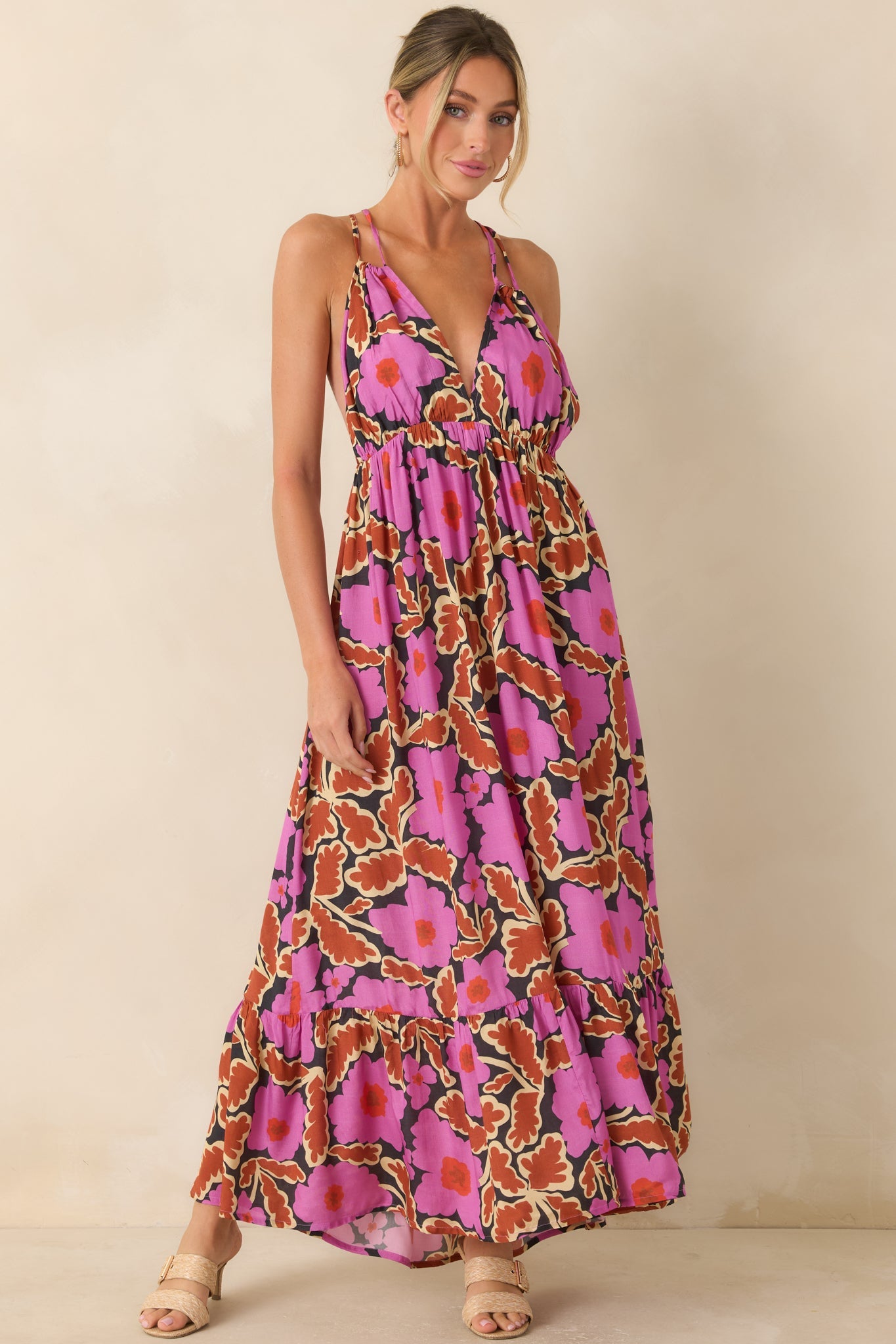 FRNCH Pioneer Vitoria Fuchsia Multi Floral Maxi Dress