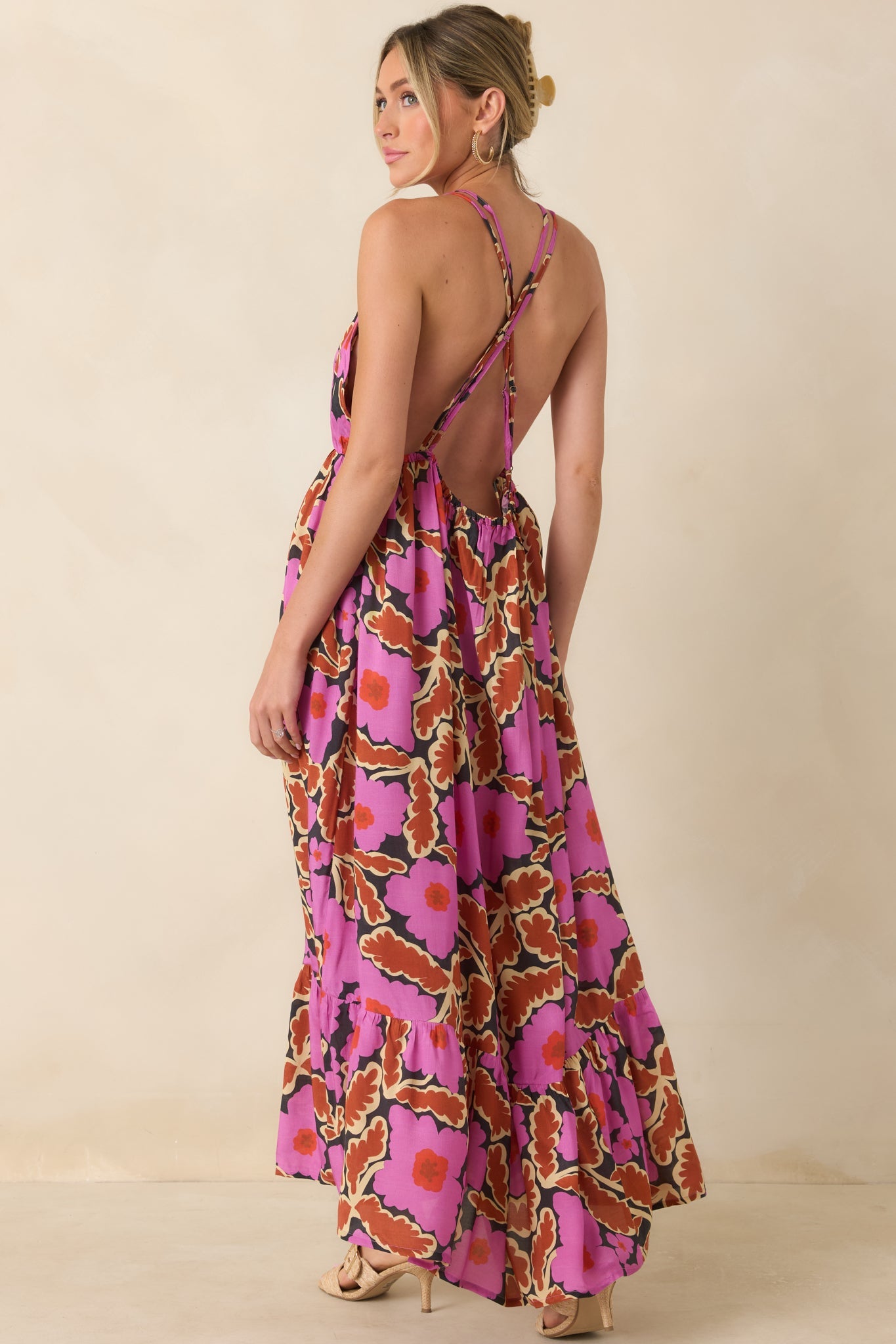 FRNCH Pioneer Vitoria Fuchsia Multi Floral Maxi Dress