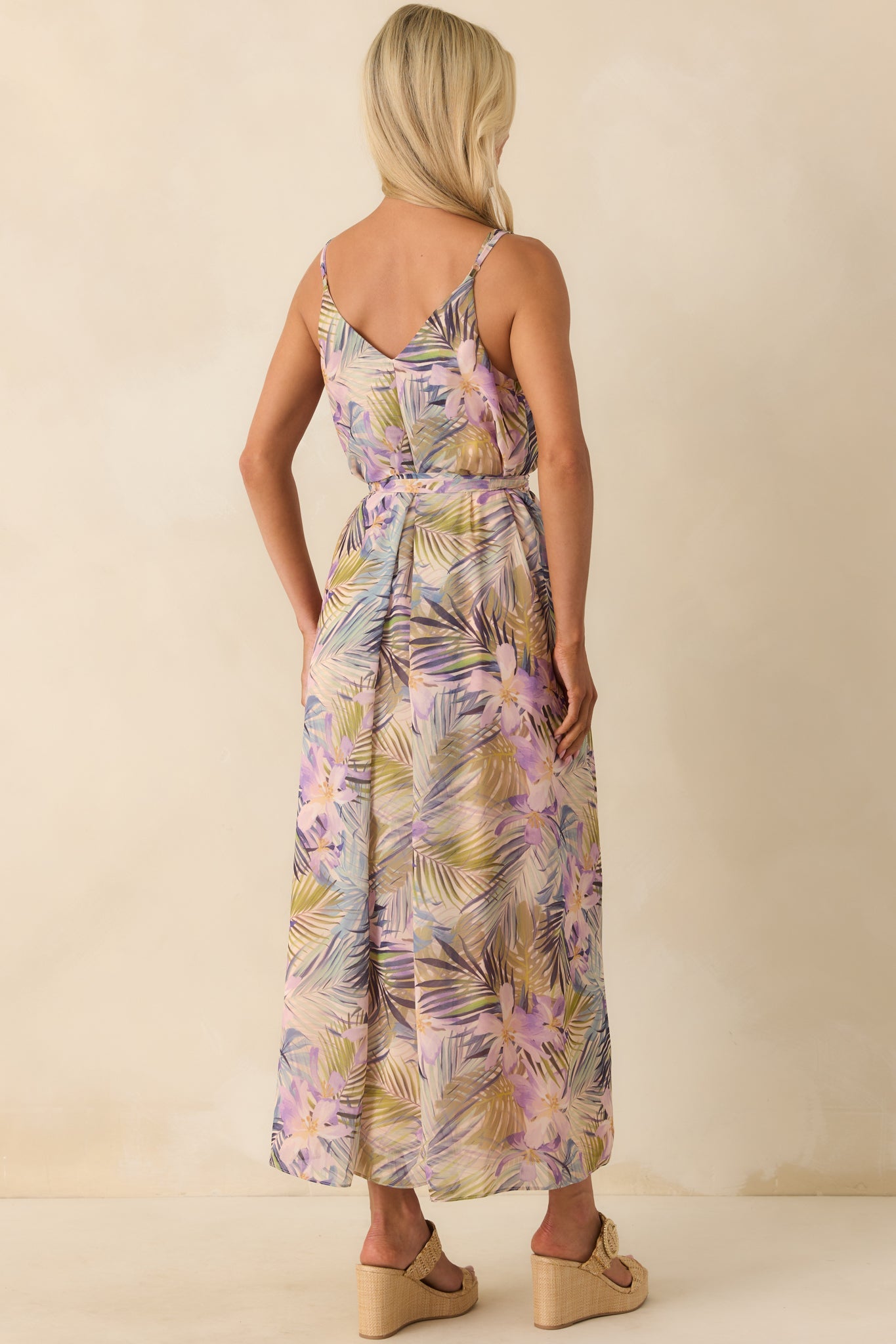 Better Than I Imagined Light Pink Tropical Print Chiffon Maxi Dress
