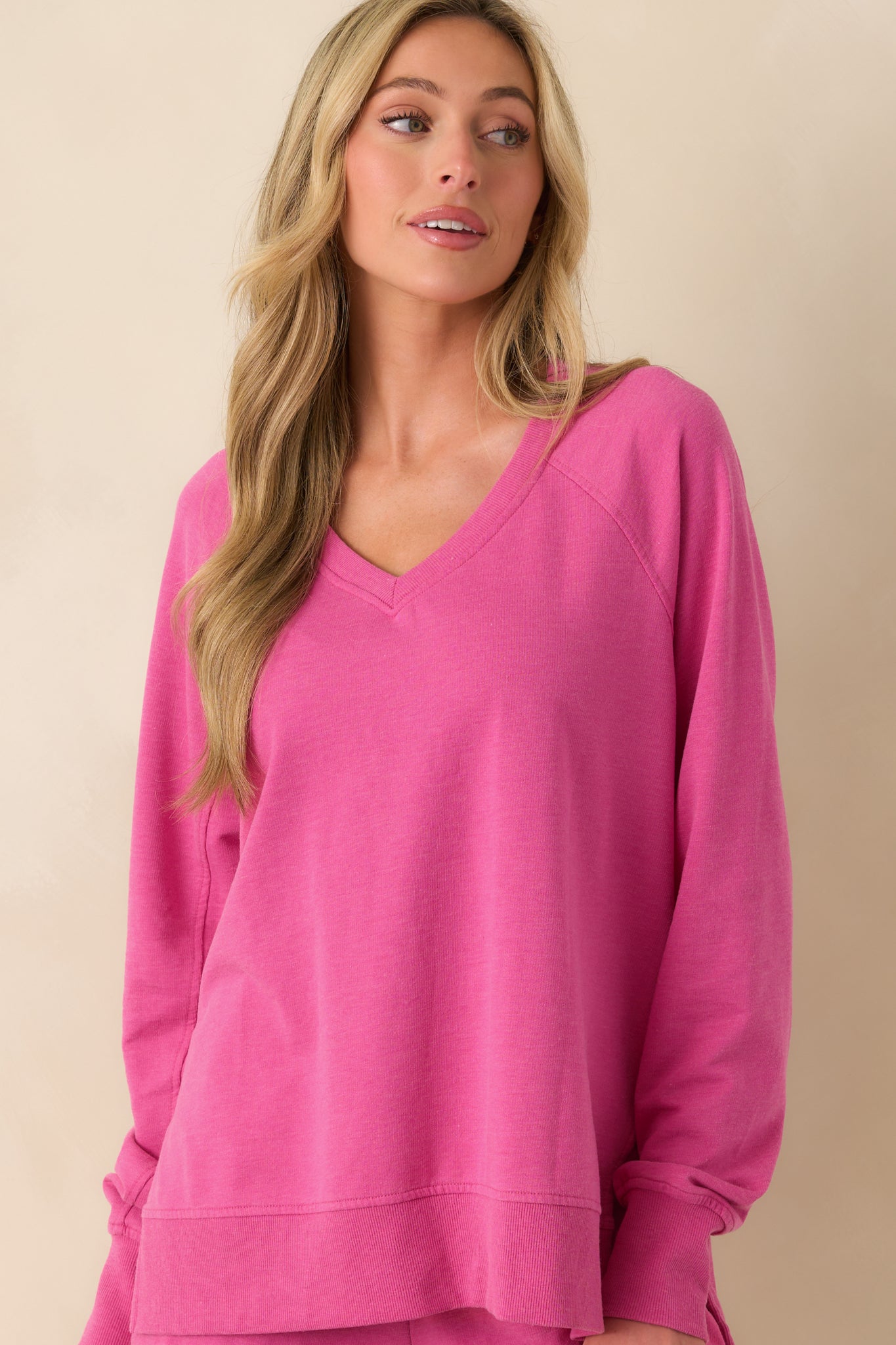 Z Supply Pink Cotton Modern V-Neck Weekender