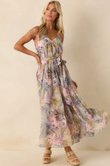 Better Than I Imagined Light Pink Tropical Print Chiffon Maxi Dress