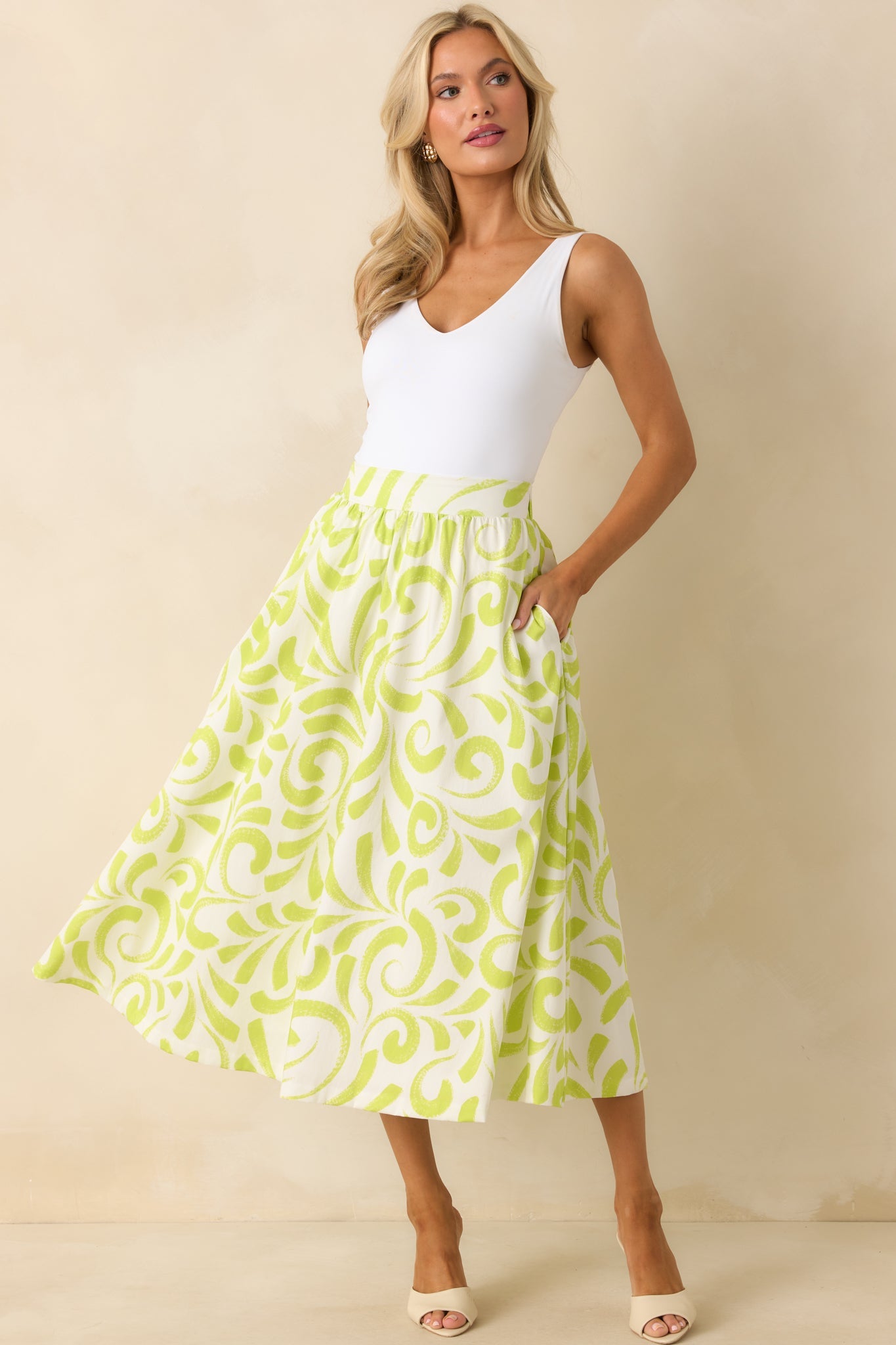 Prosperina Erica Multi Print Cotton Midi Skirt