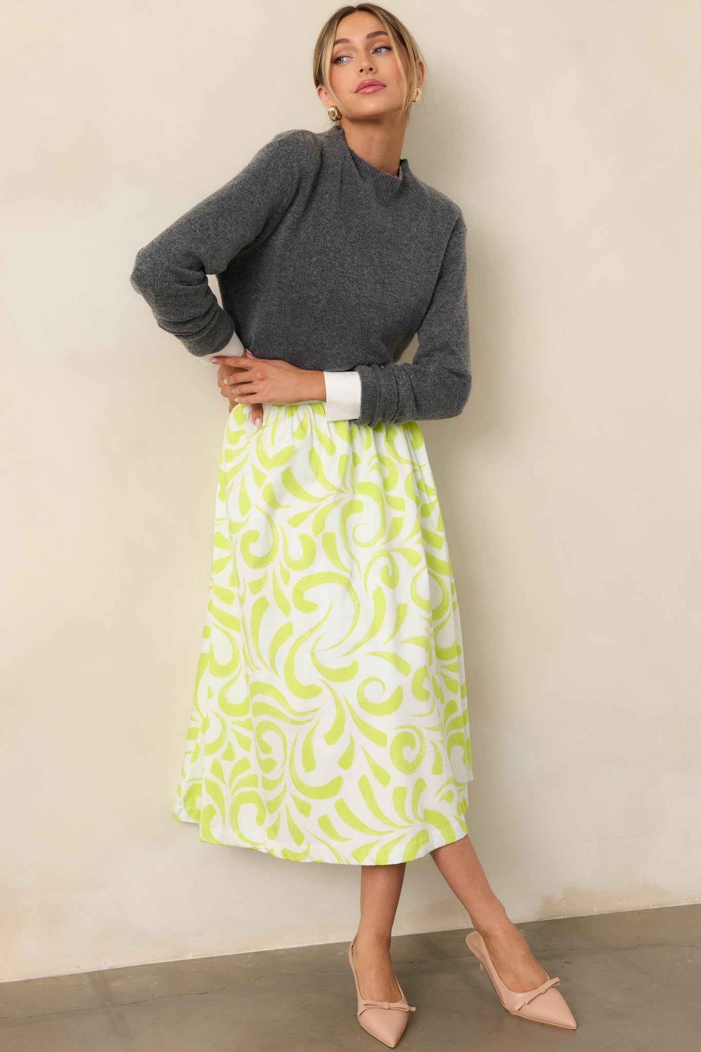 Prosperina Erica Multi Print Cotton Midi Skirt