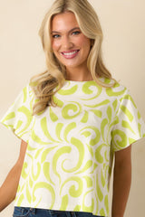 Prosperina Tyler Multi Print Chartreuse Cotton Top