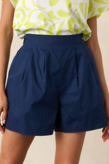 Prosperina Delaney Navy Floral Print Cotton Stretch Reversible Shorts