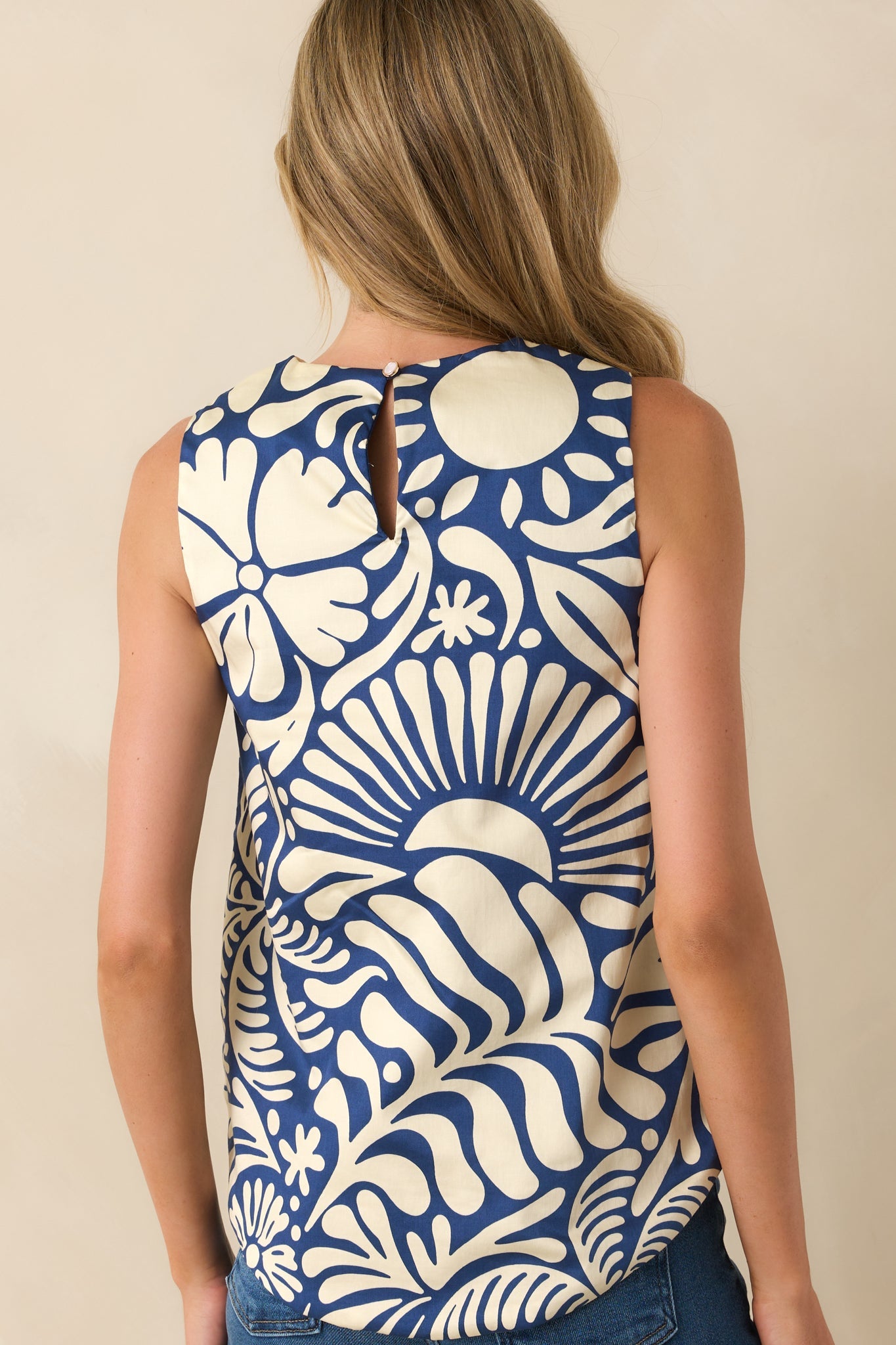 Prosperina Marley Navy Floral Print Cotton Reversible Top