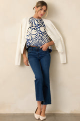 Prosperina Marley Navy Floral Print Cotton Reversible Top