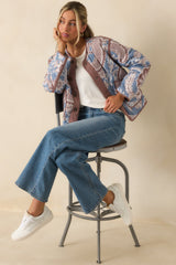 Got It Covered Ash Blue Multi Paisley Floral Print Cotton Jacket