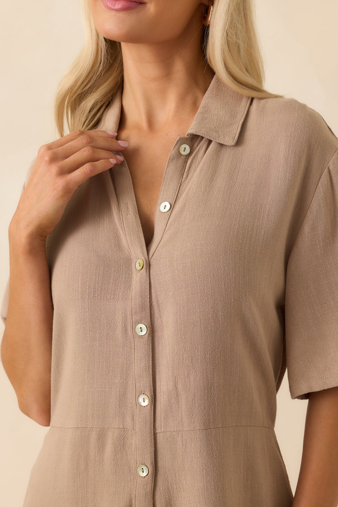 Z Supply Tan Marcell Button Up Romper