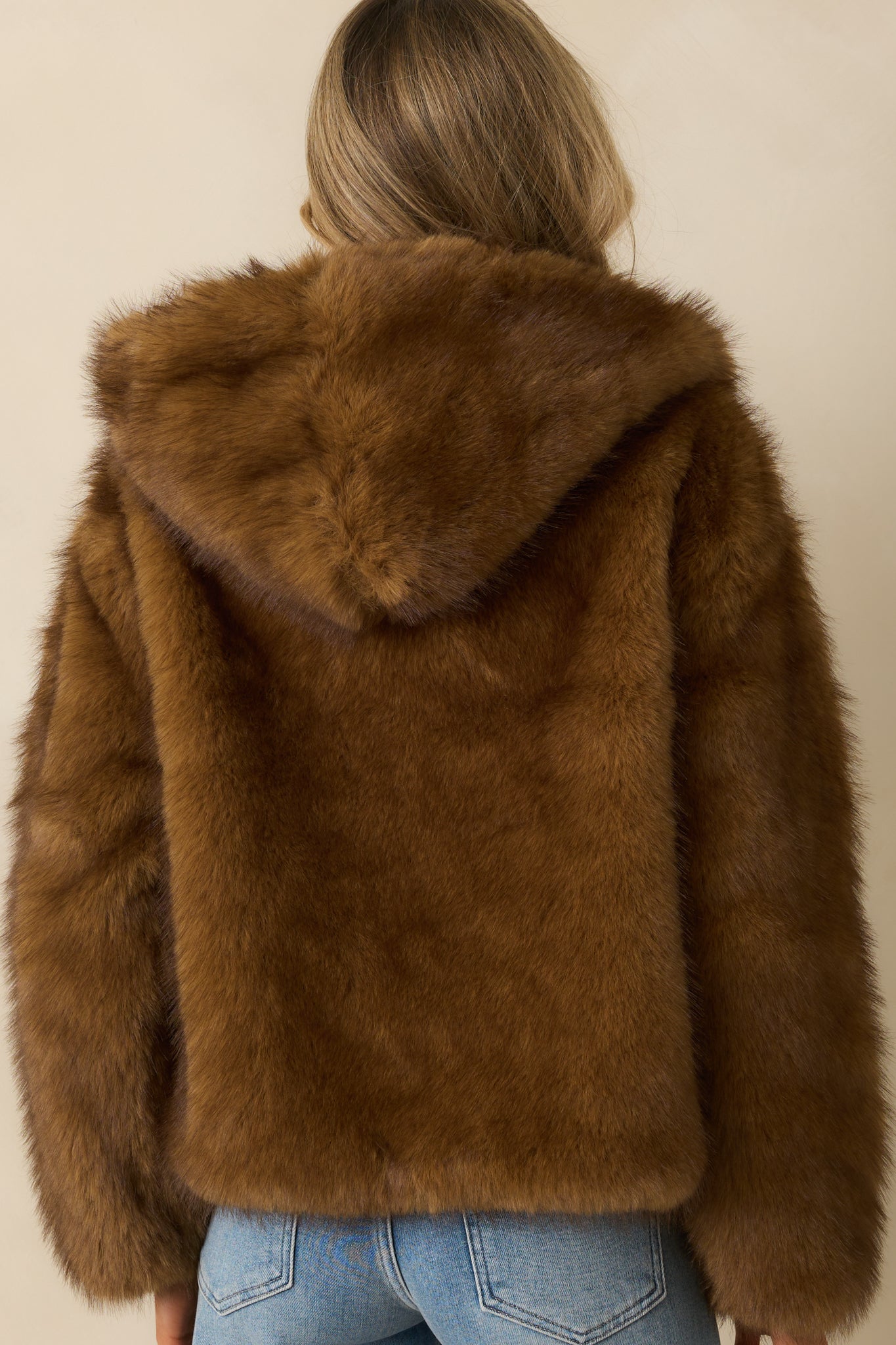 Everything Considered Brown Faux Fur Hooded Jacket